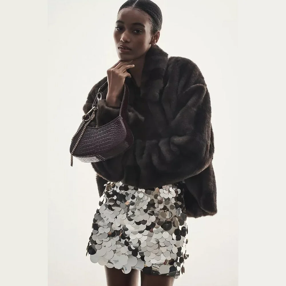 NEW Significant Other Size 10 Women's Jorja Sequin Mini Skirt - Silver/ Cream - Picture 4 of 4